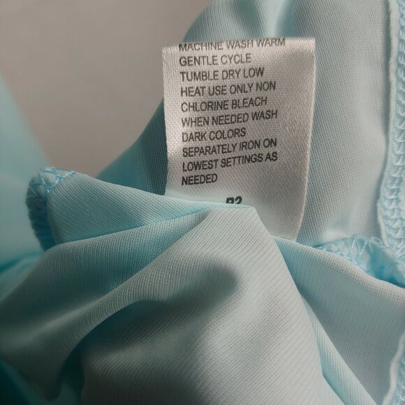 Colette by Miss Elaine Womens M Sleep Shirt Floral Button Up Nylon Light Blue - Picture 7 of 9